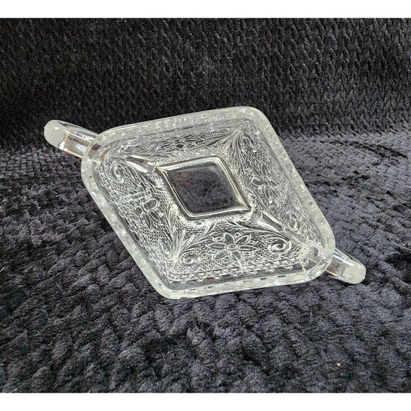 Indiana Glass Tiara Exclusives Sandwich Pattern Cream & Sugar Set Clear 1950s - Picture 3 of 11